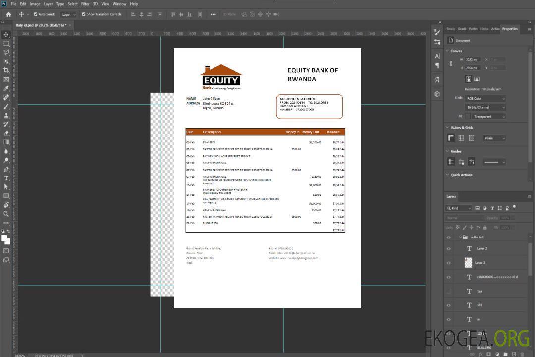Relevé de la Rwanda Equity Bank, modèle facile à remplir au format de fichier .xls et .pdf template Relevé de la Rwanda Equity Bank, modèle facile à remplir au format de fichier .xls et .pdf template
